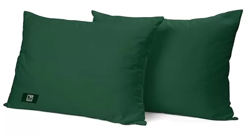 THE WOOD WHITE Microfiber Dark Green Soft Pillows Set of 2. 16 x 24 Inches