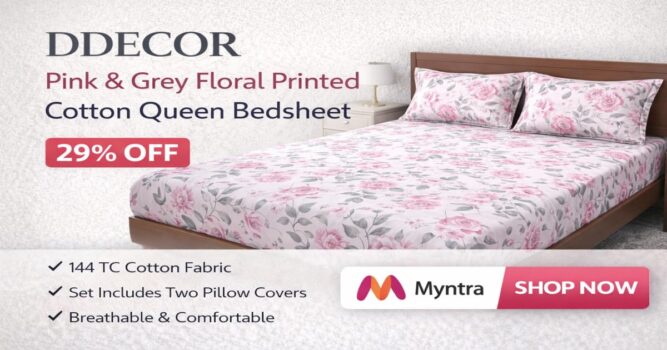 DDecor Floral Cotton Queen Bedsheet Set