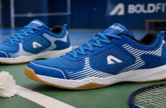 Boldfit sneakers on badminton court