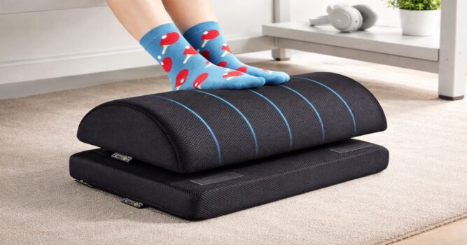 Cozy office with ergonomic foot rest