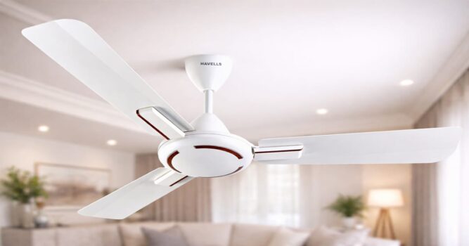 Elegant pearl white ceiling fan