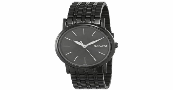 Sleek Sonata wristwatch close-up