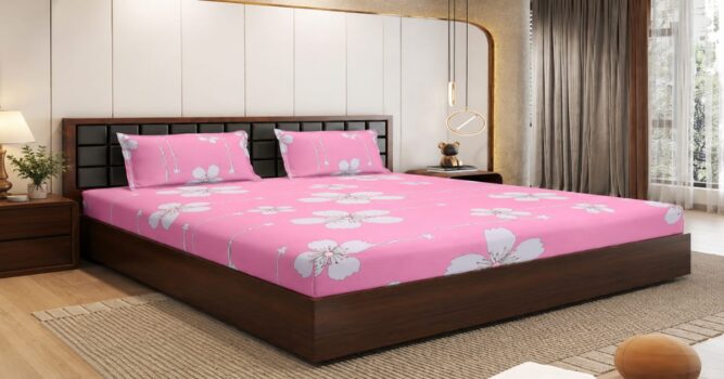 Cozy minimalist bedroom with floral accents