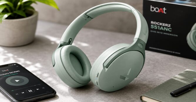 Mint headphones on a modern desk