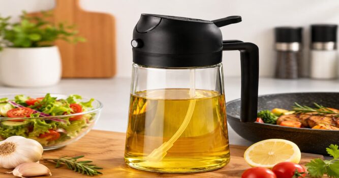 Modern kitchen essentials and fresh ingredients