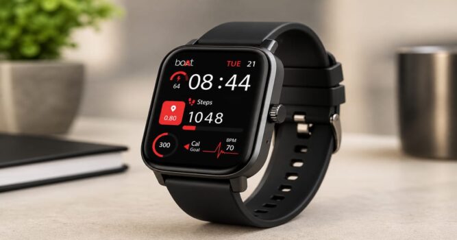Sleek smartwatch on modern tabletop