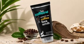Coffee scrub essentials with natural accents