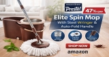 Presto! Elite Spin Mop With Steel Wringer And Auto-Fold Handle – 47% Off