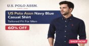 U.S. Polo Assn Navy Blue Casual Shirt Tailored Fit For Men